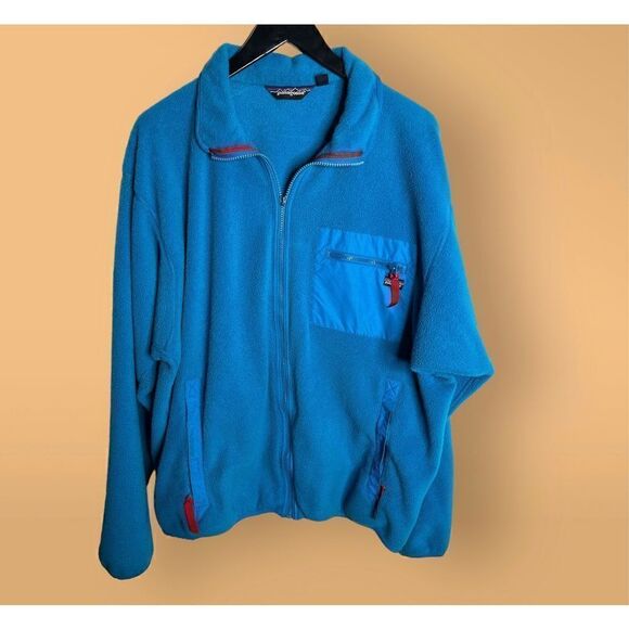 Vintage Patagonia Fleece Blue Red Sz L Pile Synchilla
